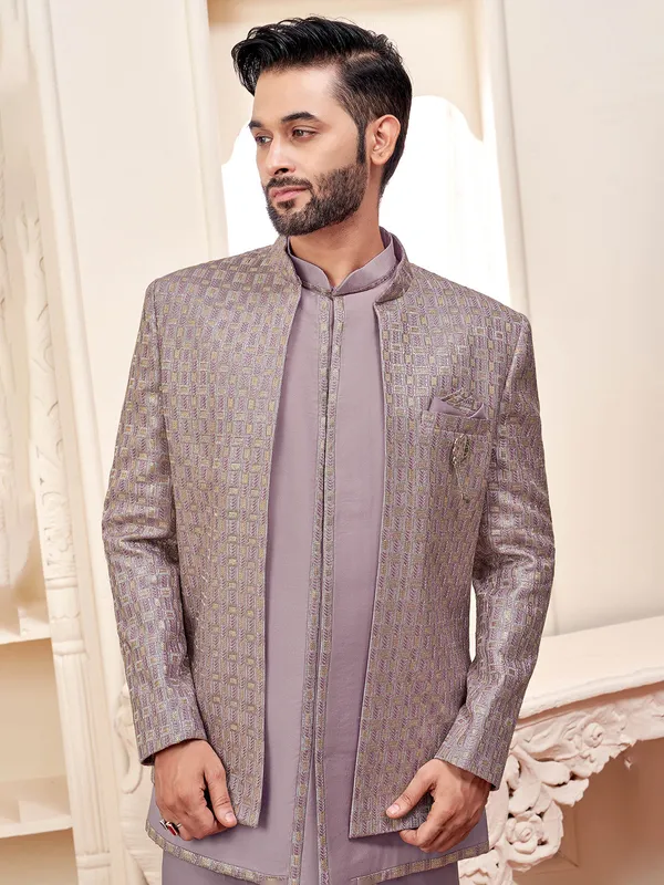 Violet indowestern for wedding glamour