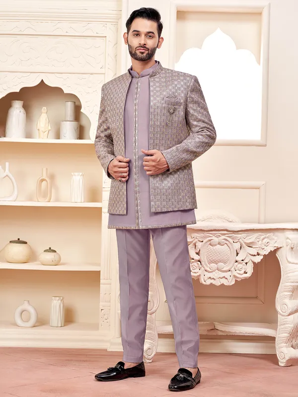 Violet indowestern for wedding glamour