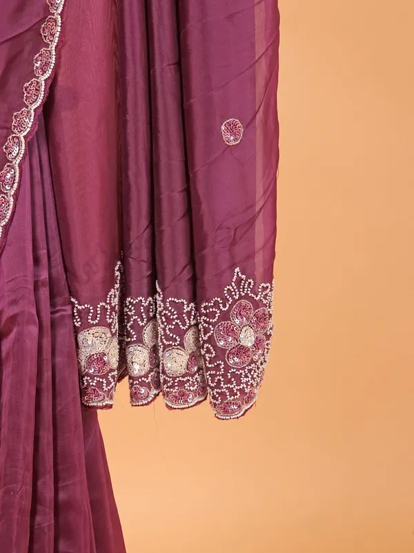 Violet tissue silk saree for wedding wear