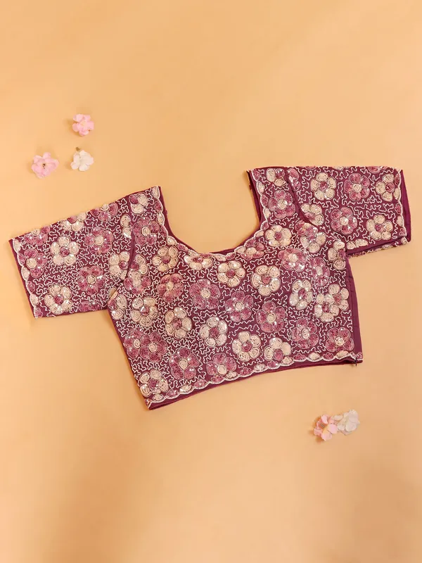 Violet tissue silk saree for wedding wear