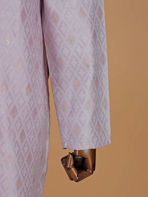 Violet trendy textured silk kurta suit for men