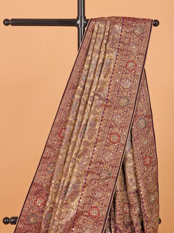 Violet zari weaving art kanjivaram silk saree