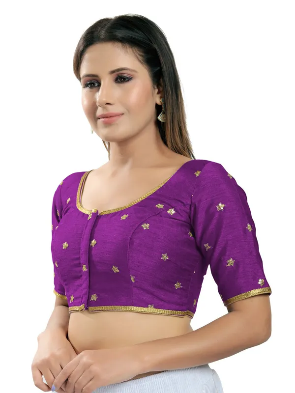 Voilet gorgeous silk saree readymade blouse