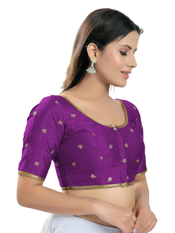 Voilet gorgeous silk saree readymade blouse