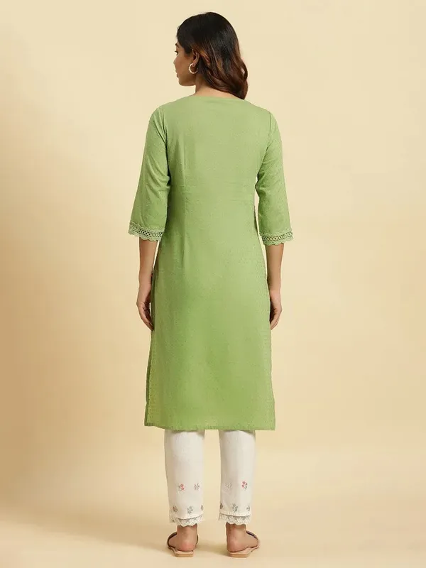 W cotton green casual kurti