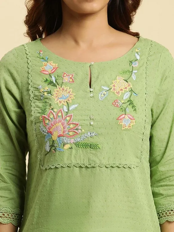 W cotton green casual kurti
