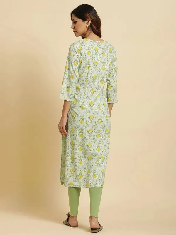 W cotton light green printed kurti