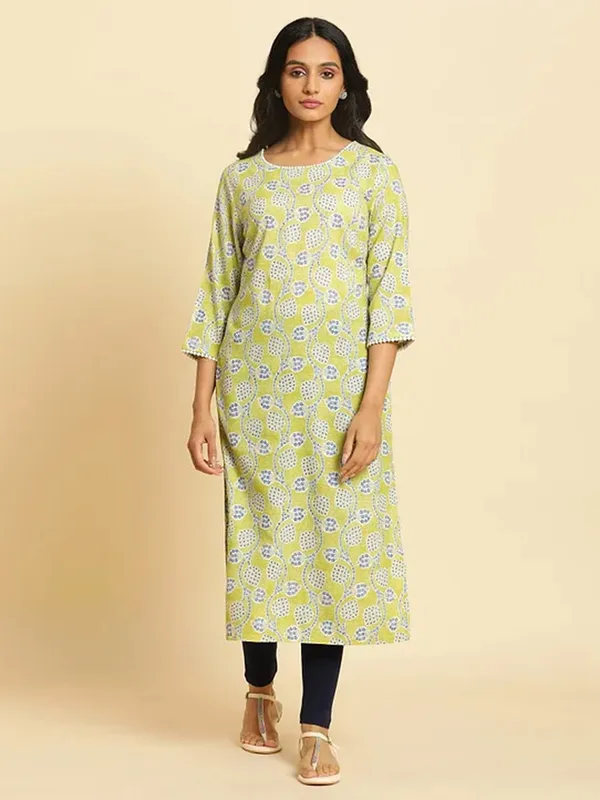 W cotton printed light green kurti