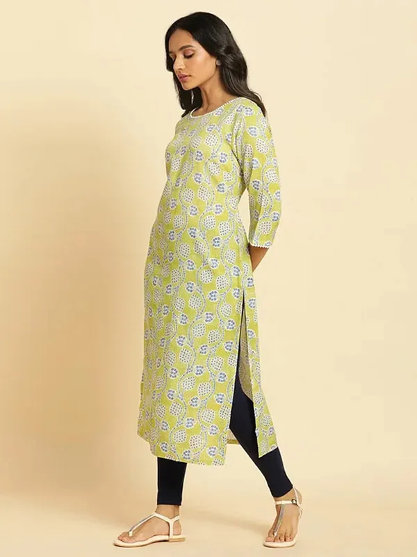 W cotton printed light green kurti