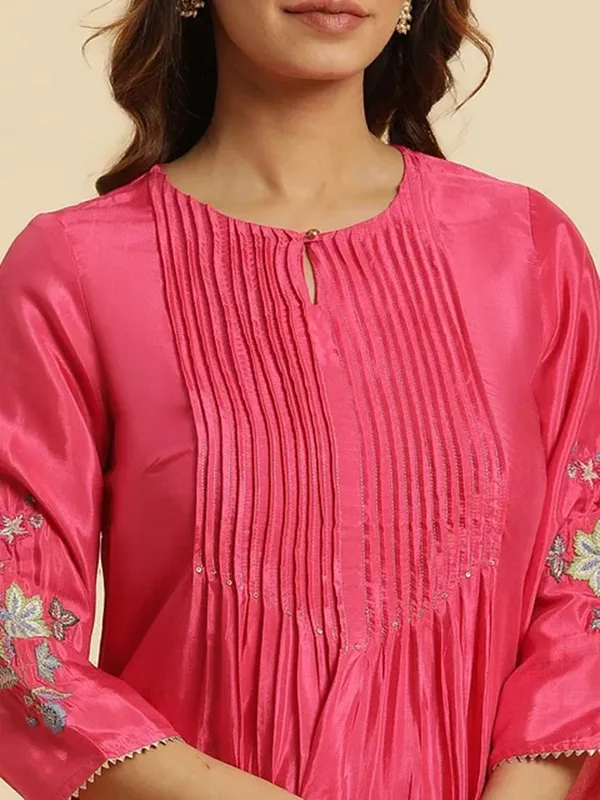 W dark pink silk kurti