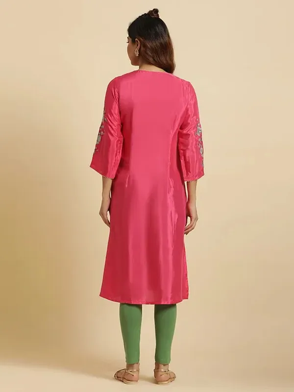 W dark pink silk kurti