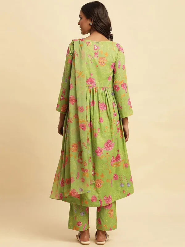 W green cotton kurti set