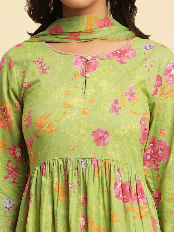 W green cotton kurti set