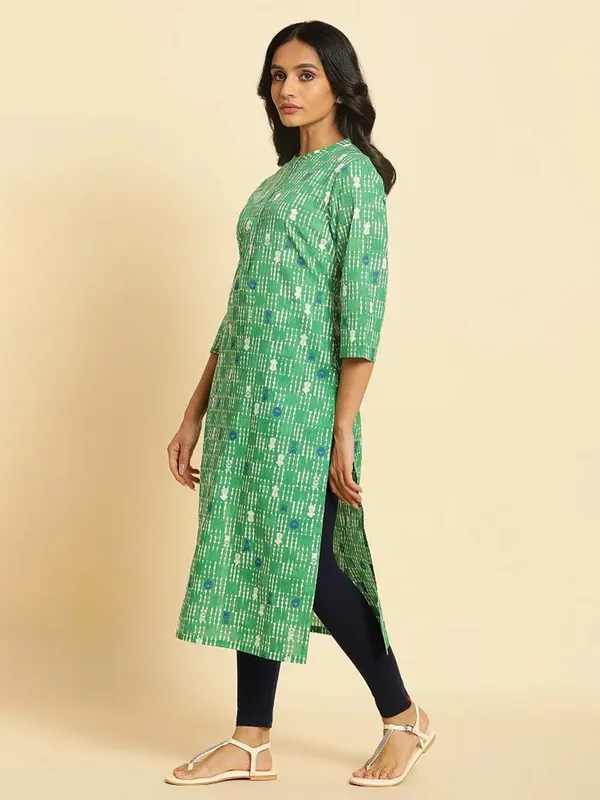 W green cotton printed kurti