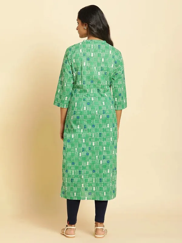 W green cotton printed kurti