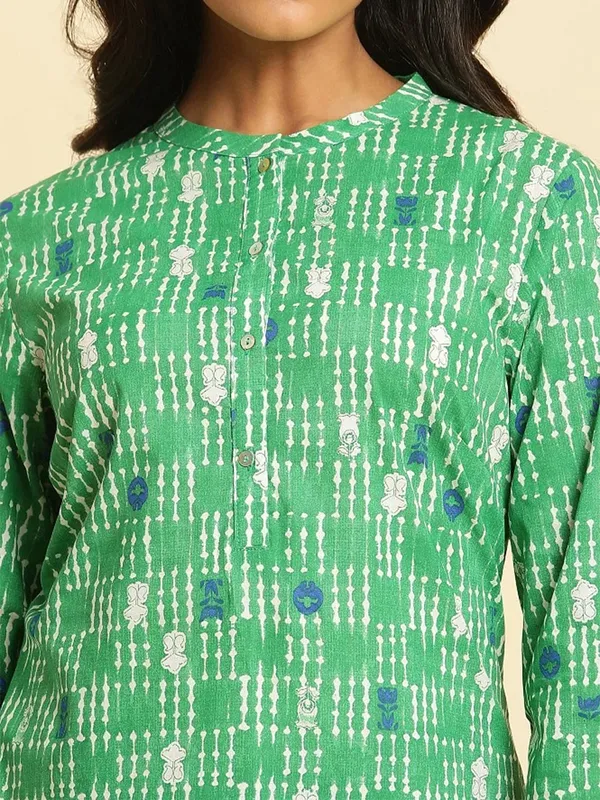 W green cotton printed kurti