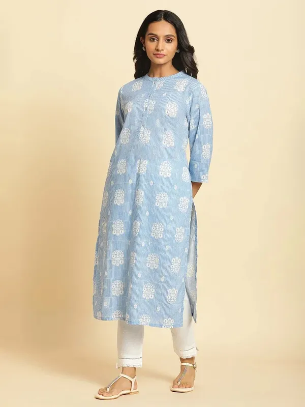W light blue cotton kurti for casual