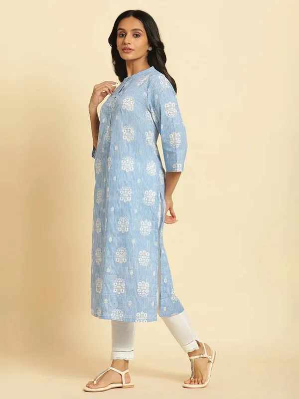 W light blue cotton kurti for casual