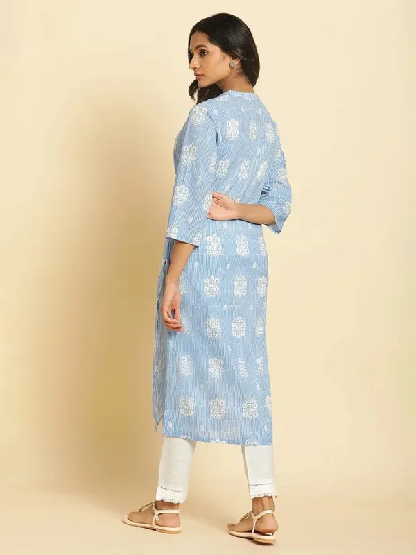 W light blue cotton kurti for casual