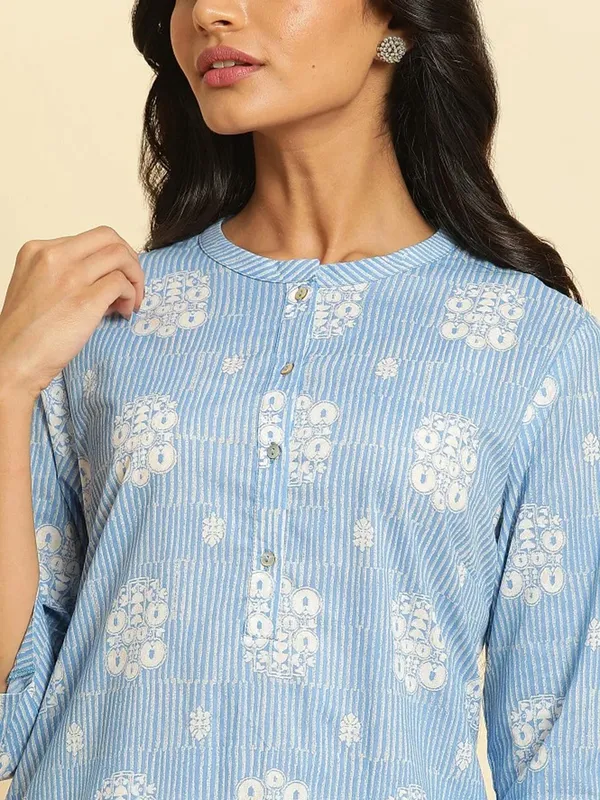 W light blue cotton kurti for casual
