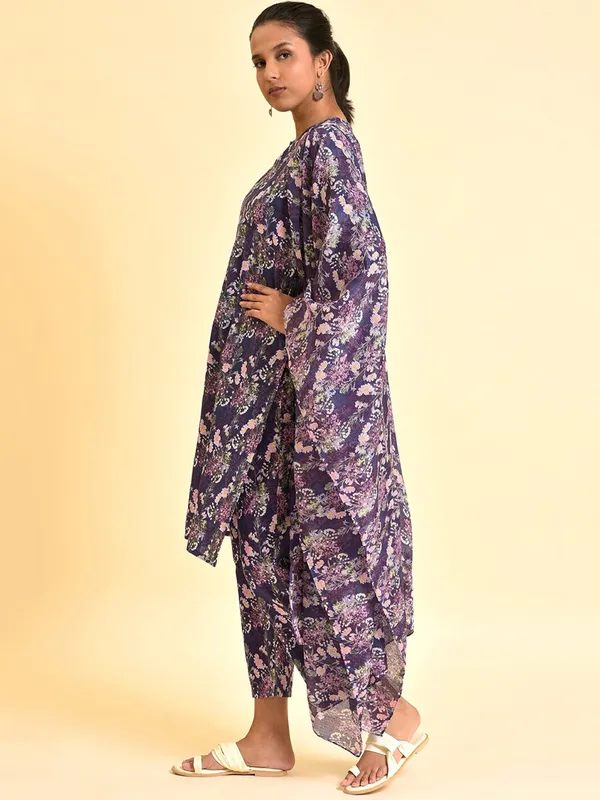 W navy cotton kurti set