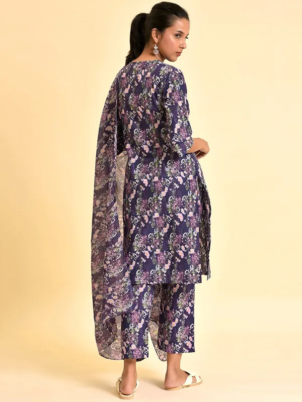 W navy cotton kurti set