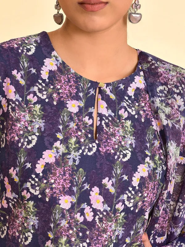 W navy cotton kurti set