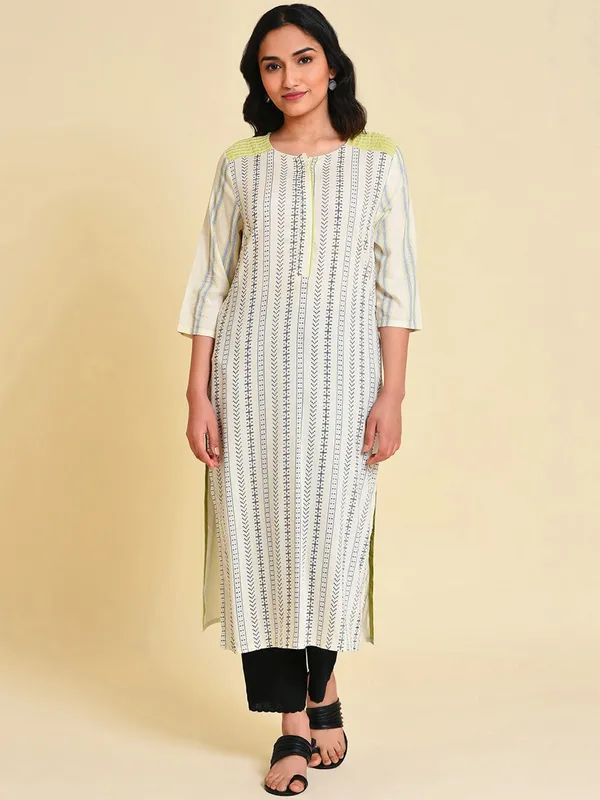 W off white printed kurti