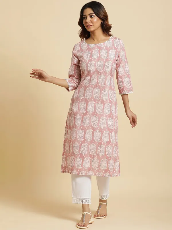 W onion pink printed kurti