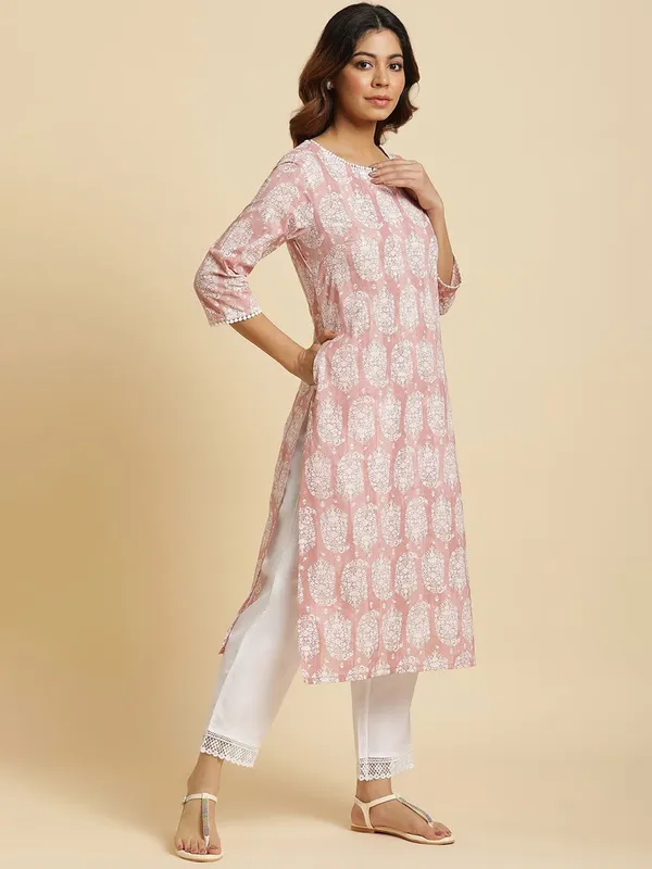 W onion pink printed kurti