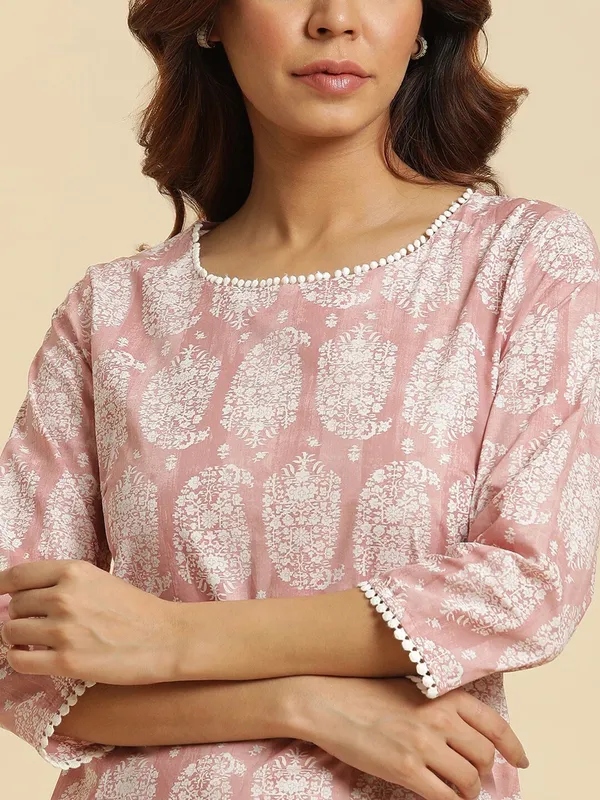 W onion pink printed kurti