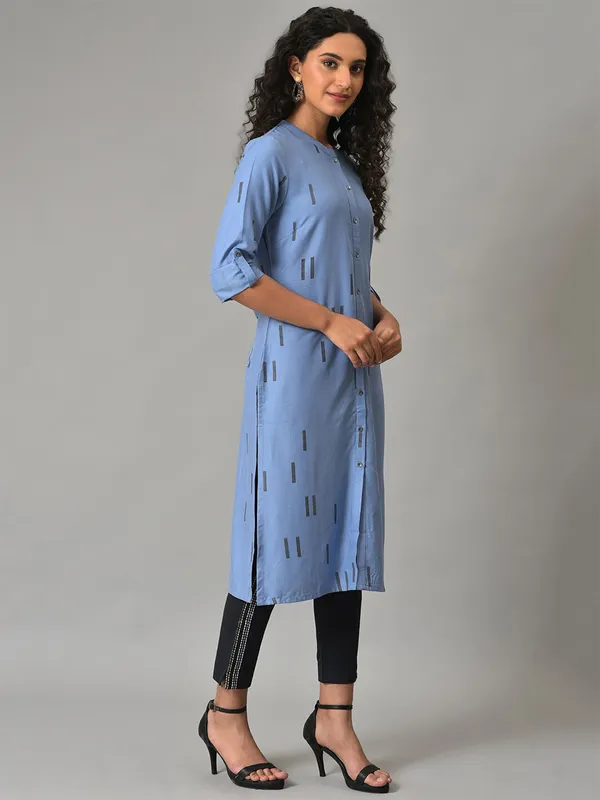 W stone blue printed kurti
