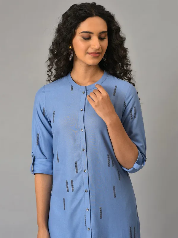 W stone blue printed kurti