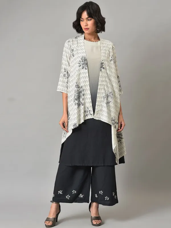 W white and black cotton palazzo set