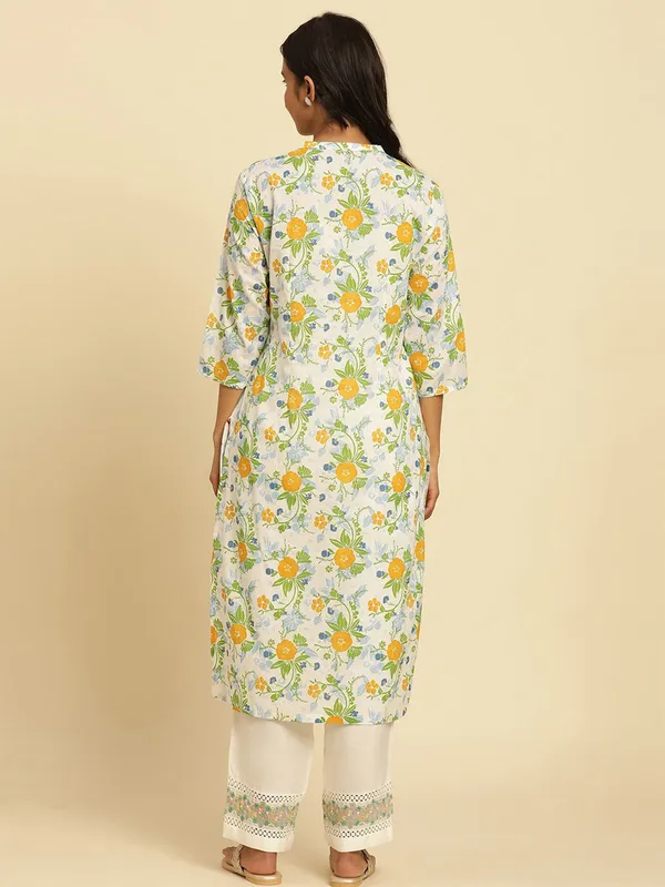 W white cotton printed kurti