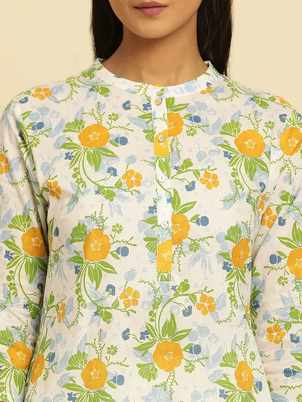 W white cotton printed kurti
