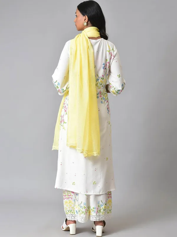 W white cotton printed palazzo suit