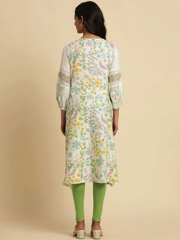 W white floral printed a-line kurti