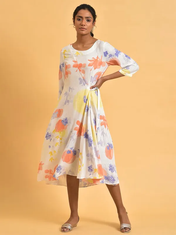 W white printed wrap dress