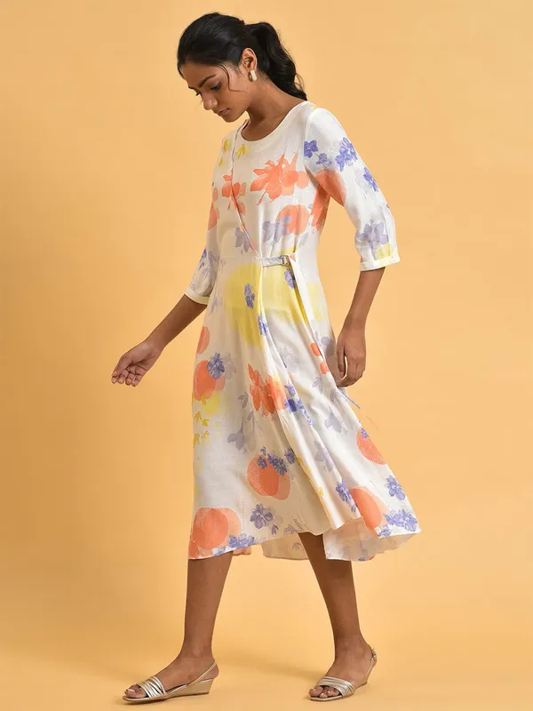 W white printed wrap dress