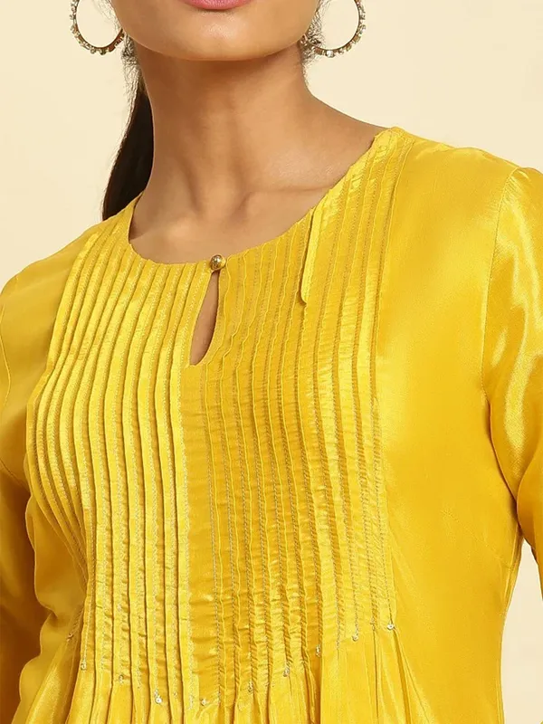 W yellow silk casual kurti