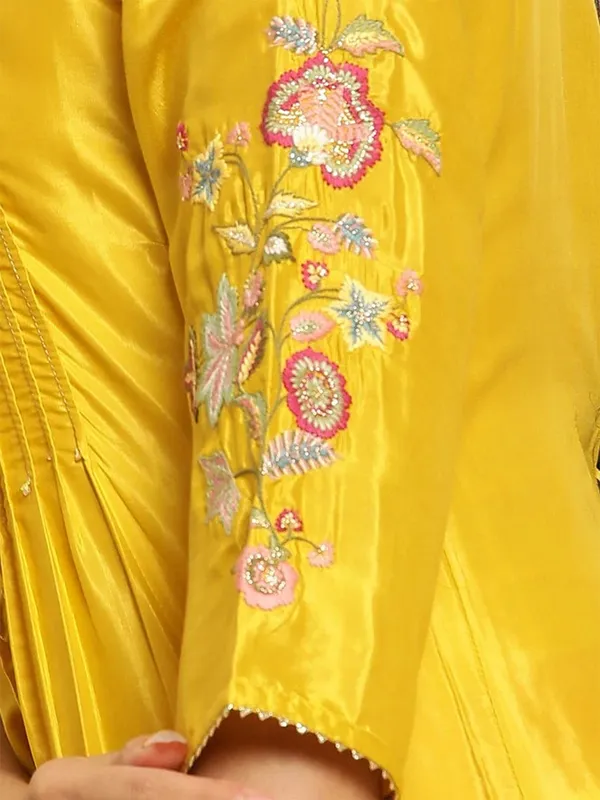 W yellow silk casual kurti
