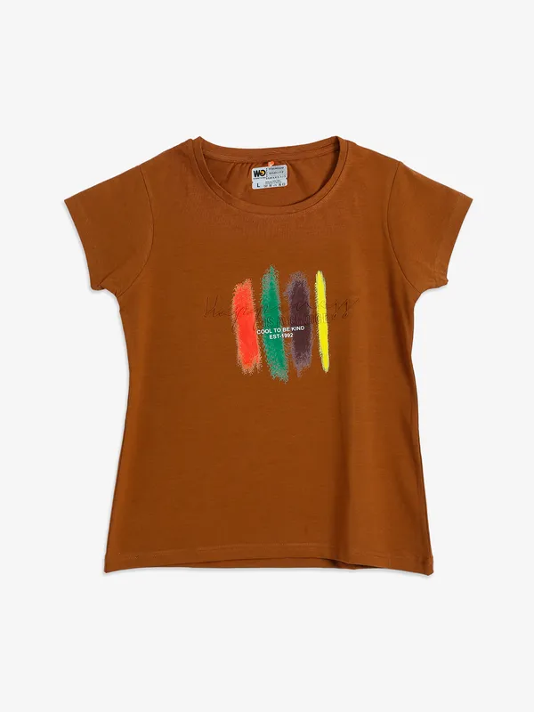 Wat a Gal brown cotton t shirt