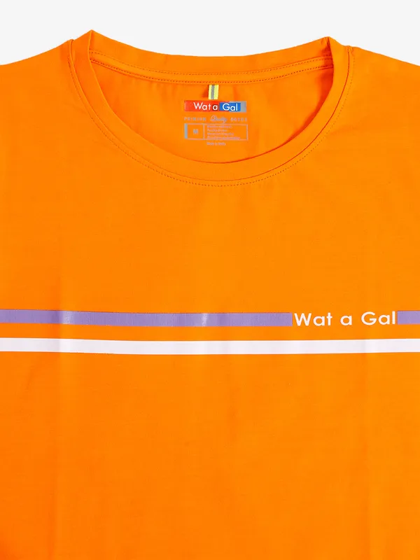 Wat a Gal orange cotton t shirt