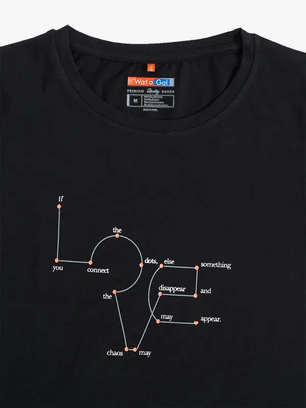 Wat a Gal printed cotton t shirt in black