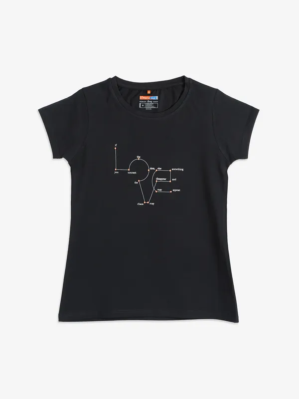 Wat a Gal printed cotton t shirt in black