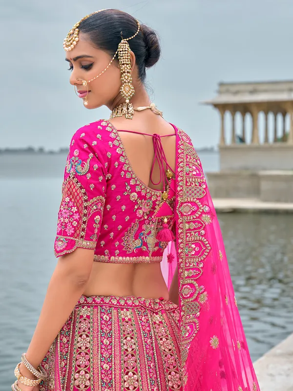 Wedding collection pink silk unstitched lehenga choli