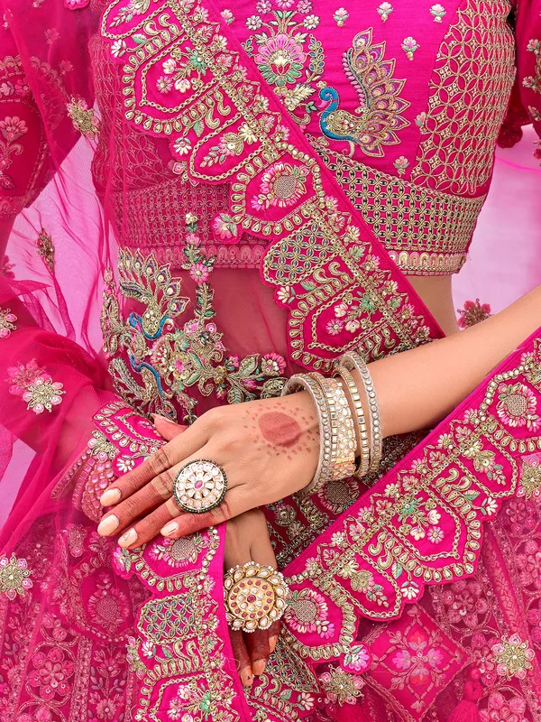 Wedding collection pink silk unstitched lehenga choli
