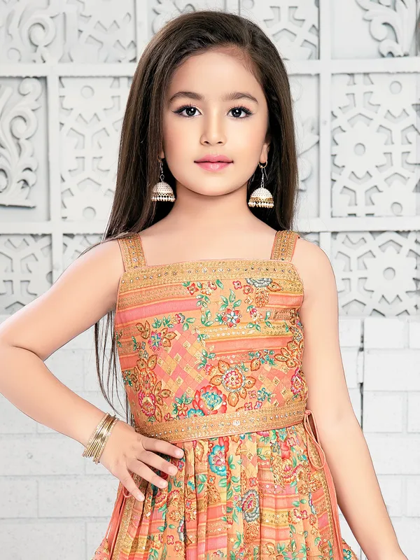Wedding look peach georgette palazzo suit