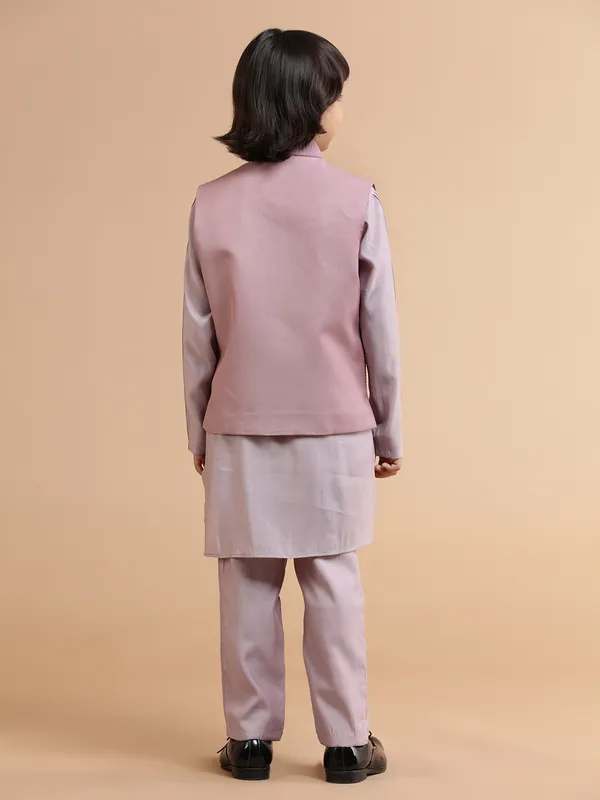 Wedding mauve pink waistcoat set in silk